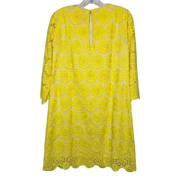 Lilly Pulitzer Mariella Dress Floral Scallop Eyelet Yellow Size 0 - Picture 9 of 12